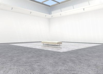 A large rectangular gallery with a polished concrete floor and a huge skylight. The Atrium gallery has a nice mix of daylight and expansive, spot-lit walls. The featured doorway gives a point of reference to the space.