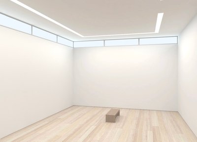 The main gallery space has a five meter high stud, illuminated by clerestory windows.
The second room is connected via a wide staircase with a skylight illuminating a four meter high feature wall.