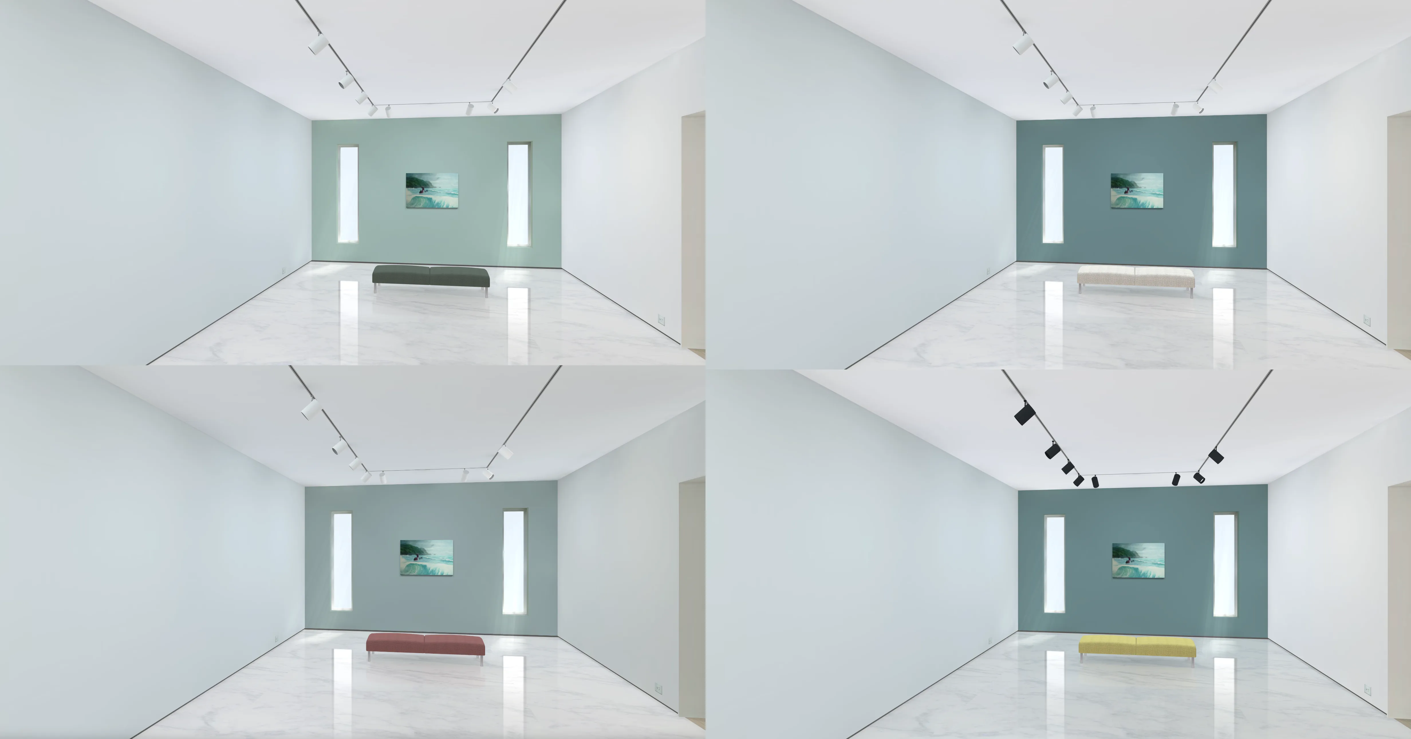 Image showing four options for recolouring the gallery