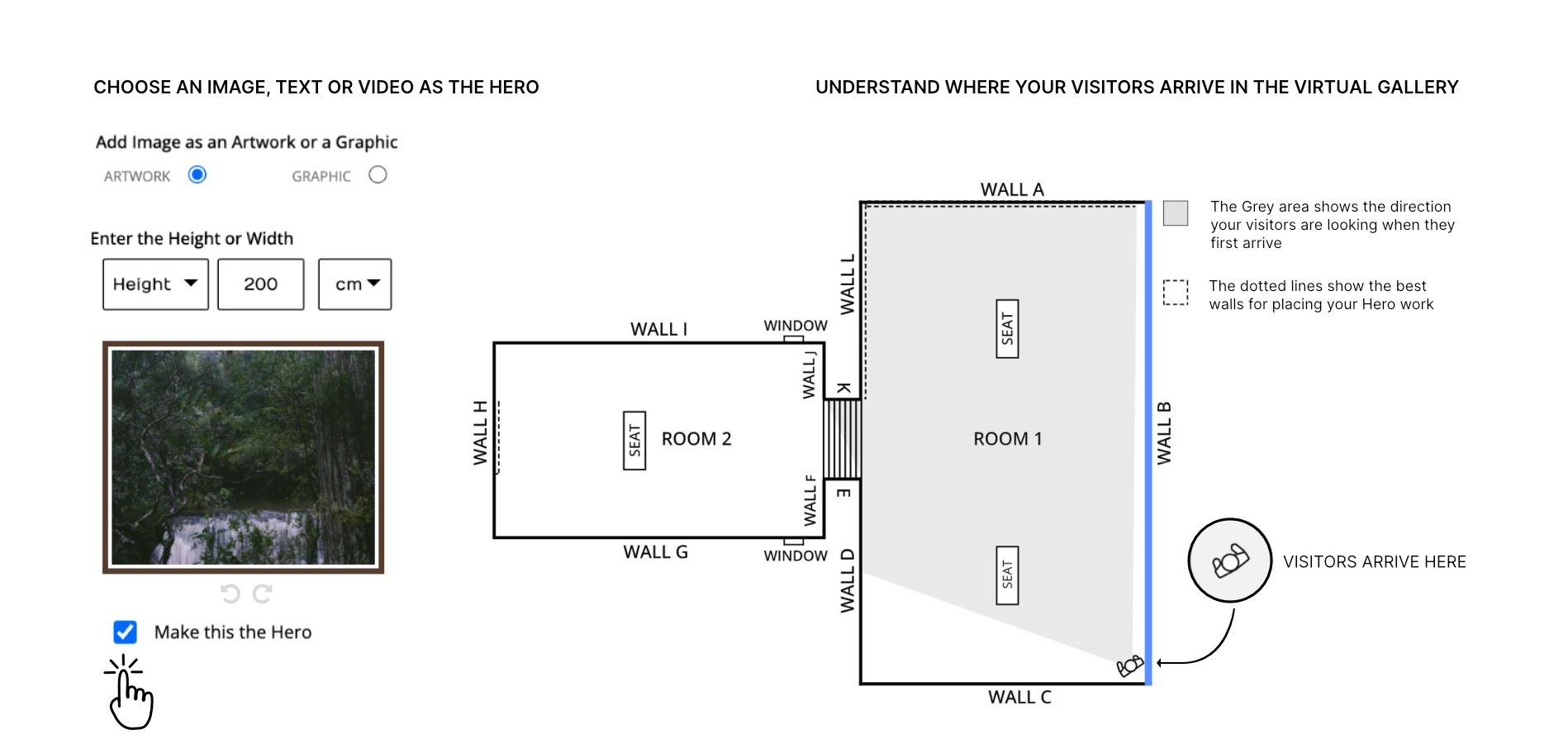 User interface showing the Hero and floor plan