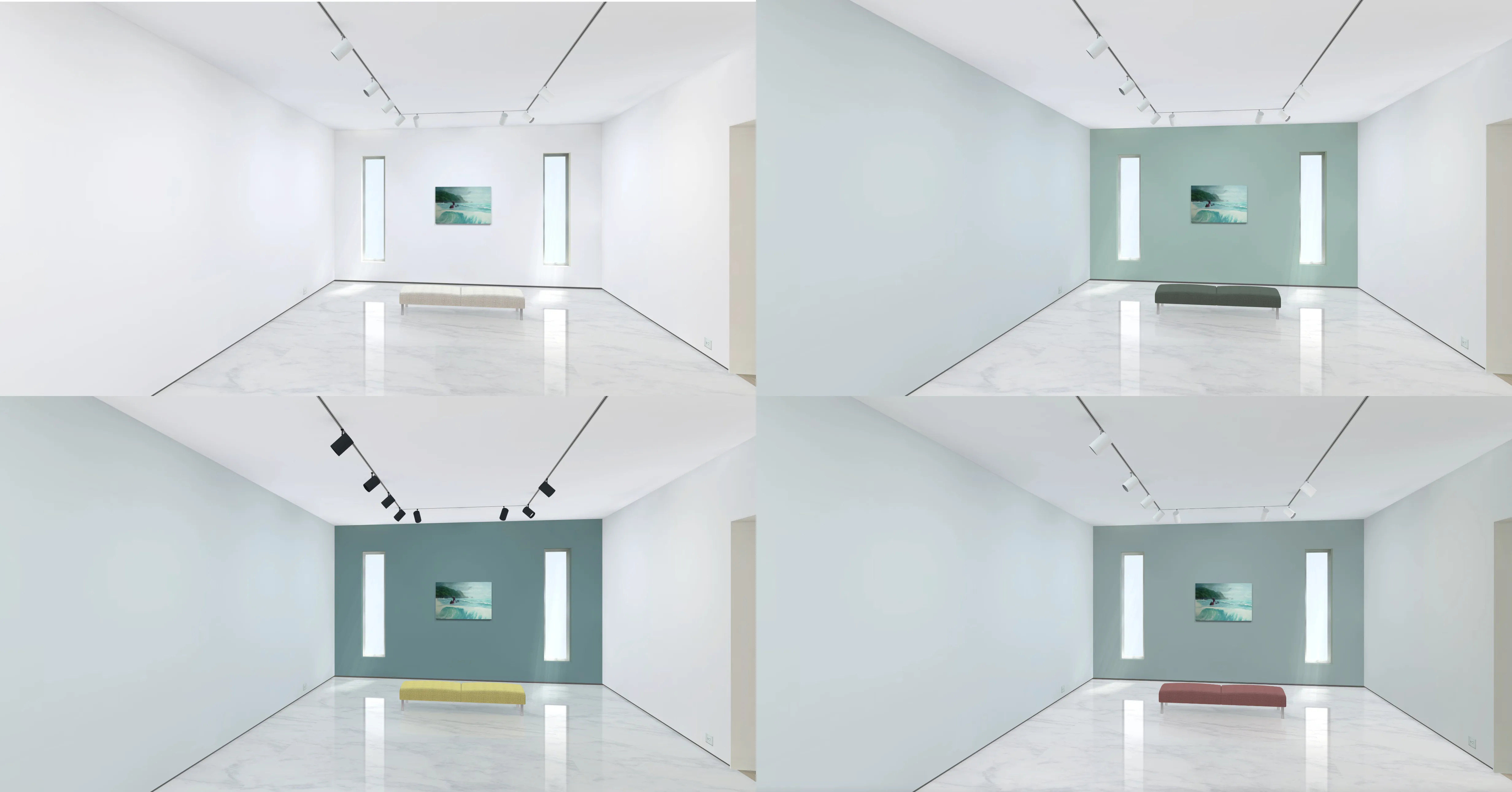 Image showing four options for recolouring the gallery