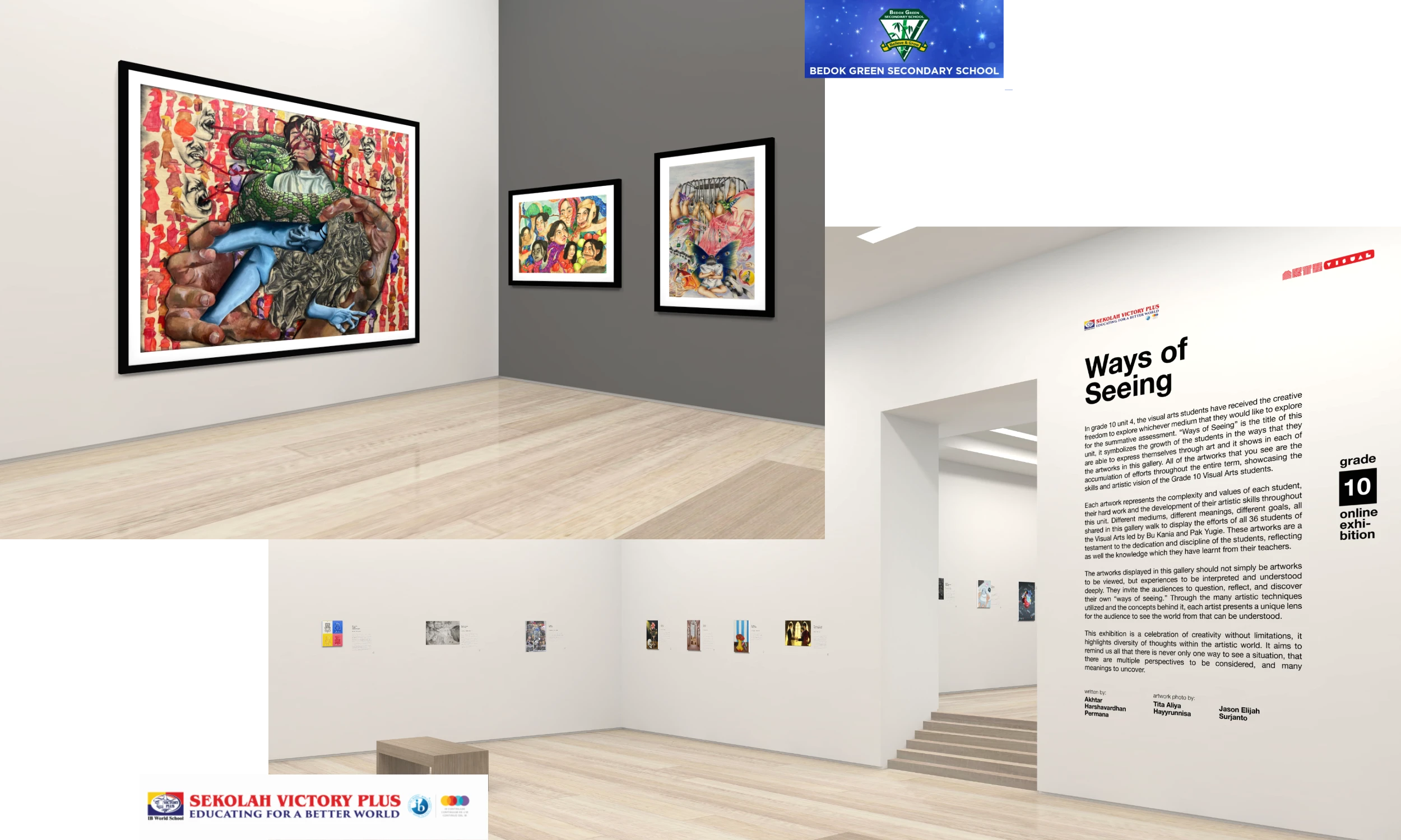 Installation view of Bedock Green Secondary school and Sekolah Victory Plus exhibitions